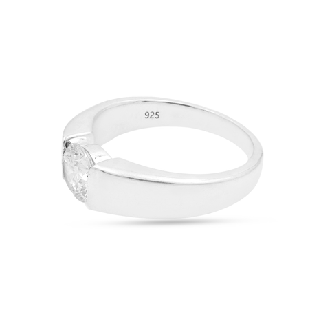 Mia Sterling Silver Round Lab Grown Diamond Ring