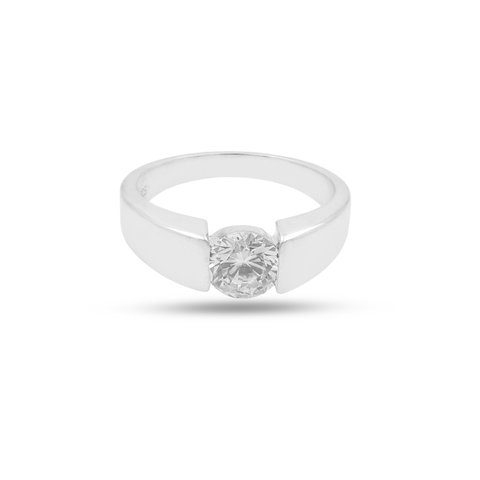 Mia Sterling Silver Round Lab Grown Diamond Ring