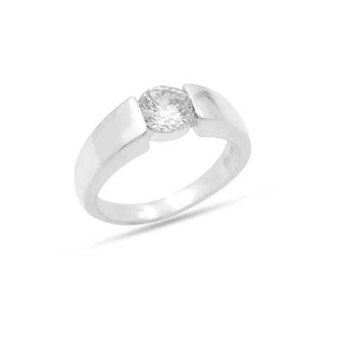 Mia Sterling Silver Round Lab Grown Diamond Ring