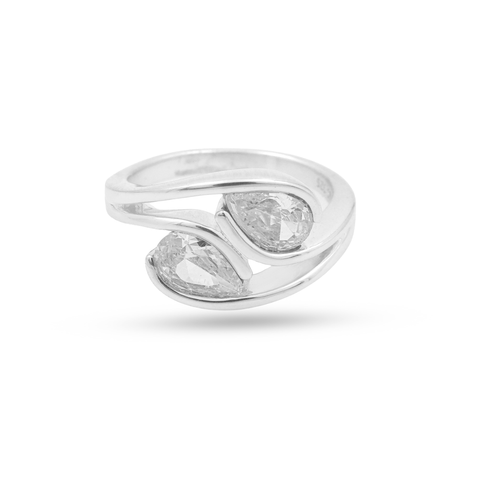 Anna Sterling Silver Pear Lab Grown Diamond Ring