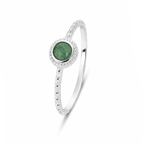 Lily Silver Aventurine Adjustable Ring