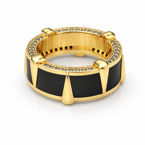 Cruz Silver Enamel Adjustable Ring