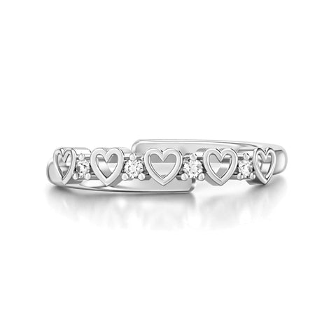 Dami Silver Heart Zirconia Adjustable Ring