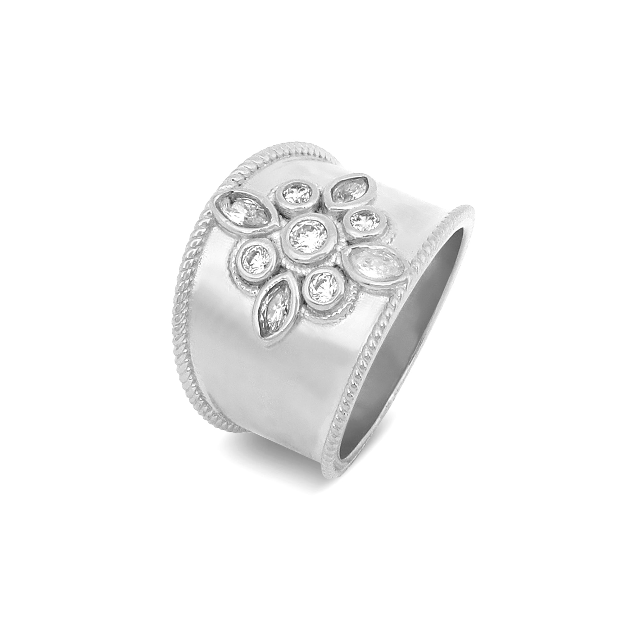Zoe Gold Plated White Zirconia Dual Cut Ring
