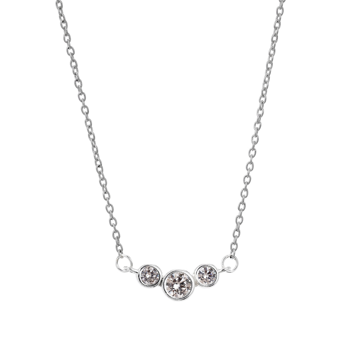 Ara Sterling Silver White Cubic Zirconia Necklace