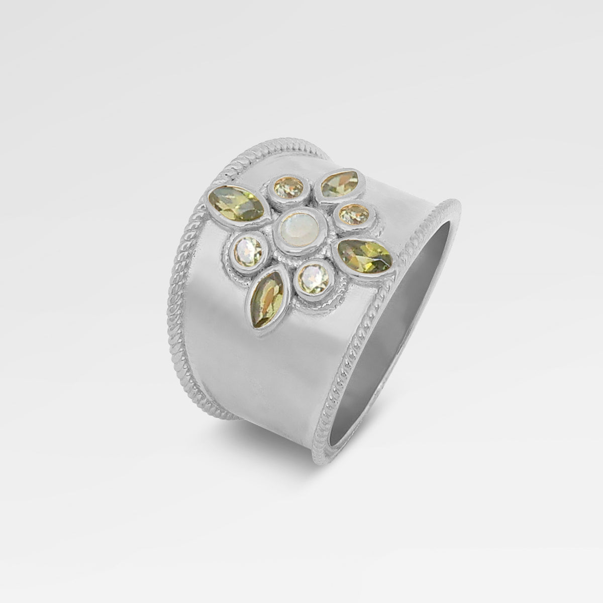 925 Sterling Silber Klassisch Eleganter Ring mit Tansanit Cubic Zirkon und Multi Steinen