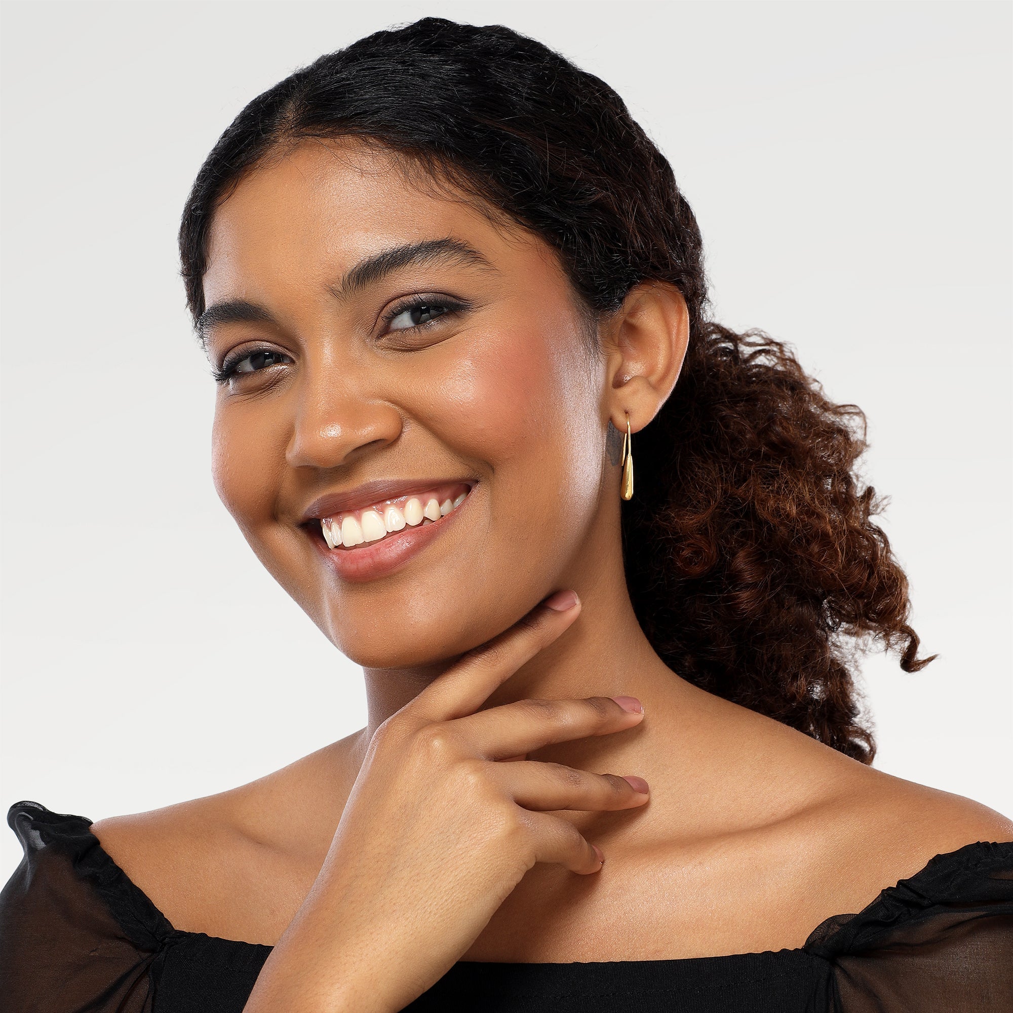 Kate Yellow Gold Plated Fix Hanger Drop Earrings