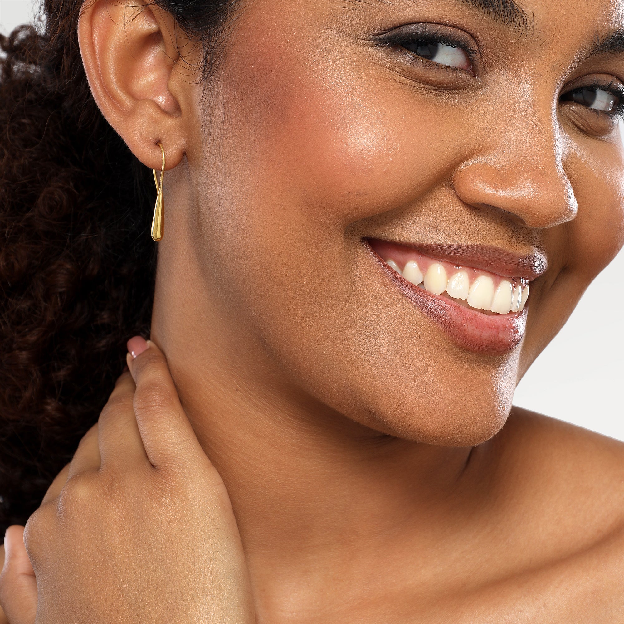 Brass Yellow Gold Plated Plain Dangling Drop Earring