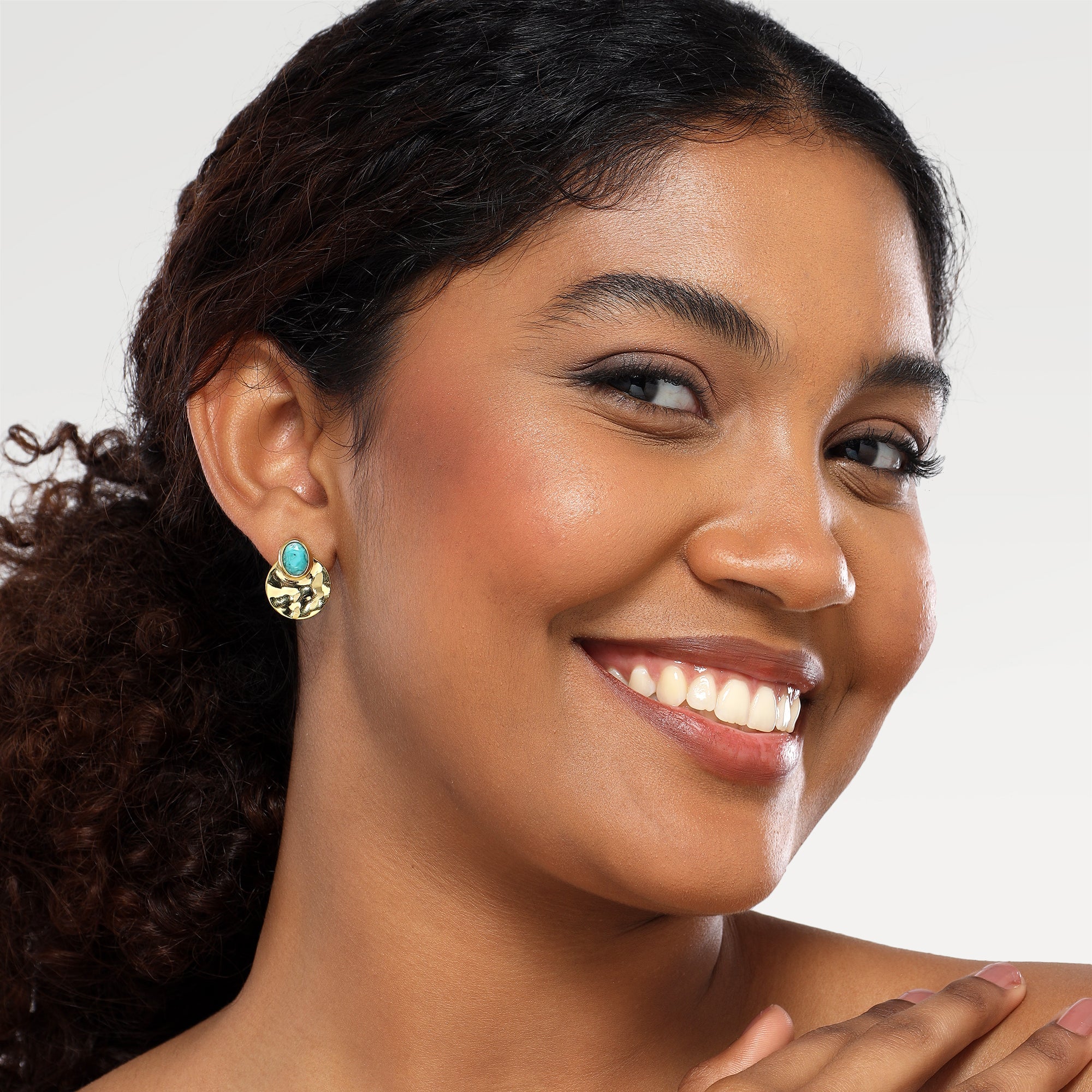 Zoe Blue Bezel Stud Earrings