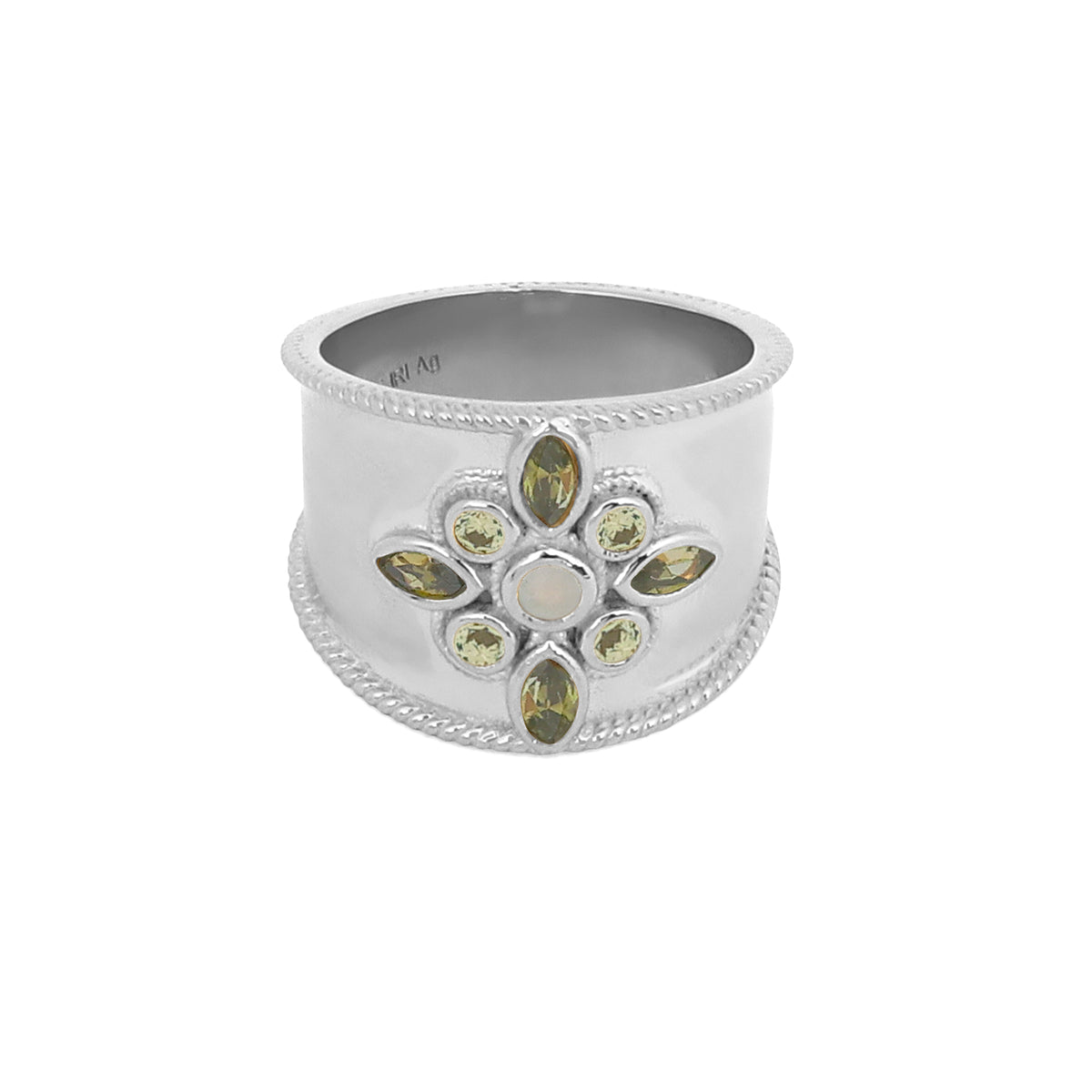 925 Sterling Silber Klassisch Eleganter Ring mit Tansanit Cubic Zirkon und Multi Steinen