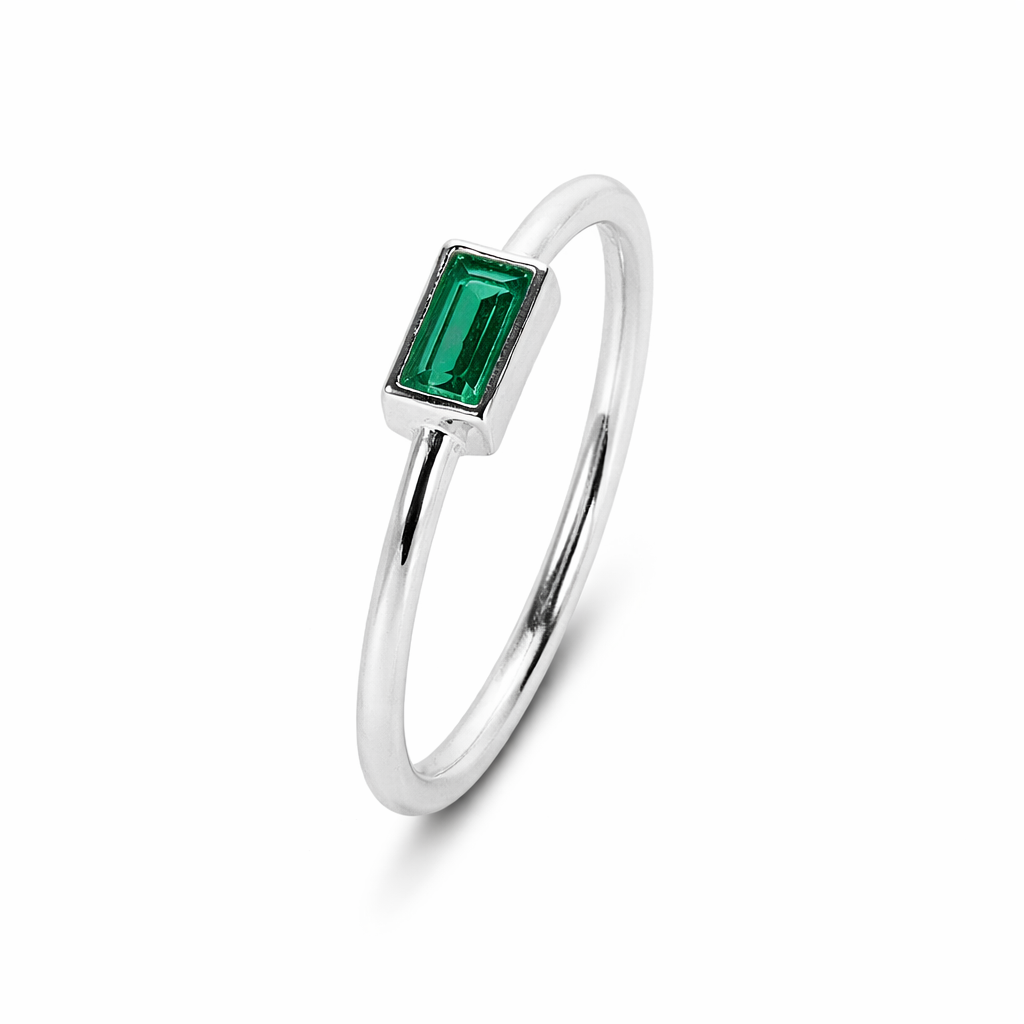 Mia Sterling Silver Imitation Apatite Green Ring