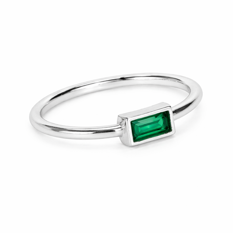 Mia Sterling Silver Imitation Apatite Green Ring
