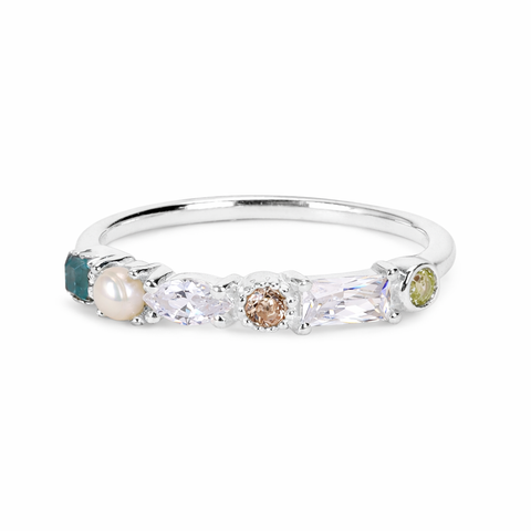 Ava Sterling Silver Multi Gemstone Ring