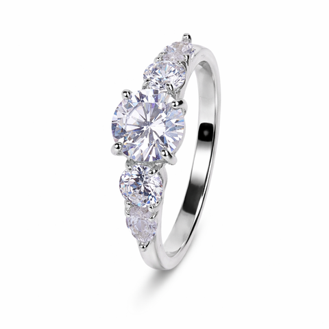 Pia Silver Diamond Adjustable Ring