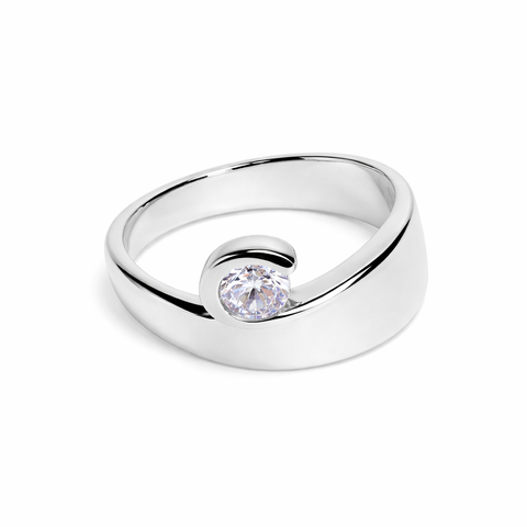 Sia Sterling Silver Round Lab Grown Diamond Ring