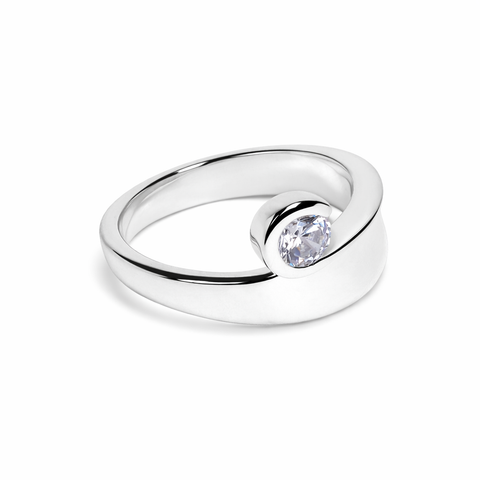 Sia Sterling Silver Round Lab Grown Diamond Ring