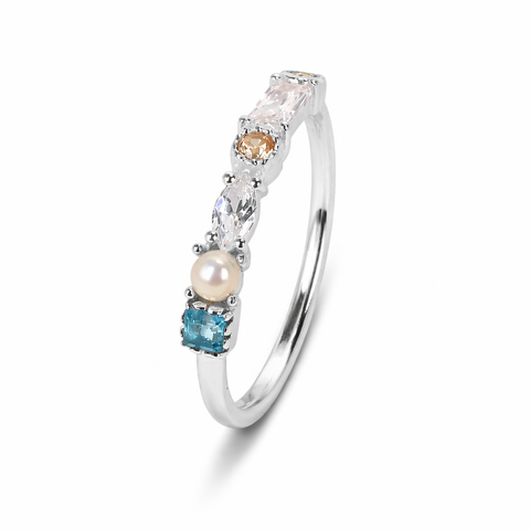 Ava Multi Gemstone Adjustable Ring