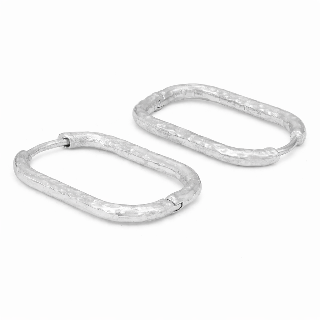 Isha Sterling Silver Oval Huggies Earrings