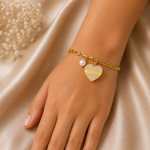 Cyna Silver Pearl Bracelet