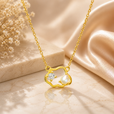 Zoe Silver Pearl Necklace