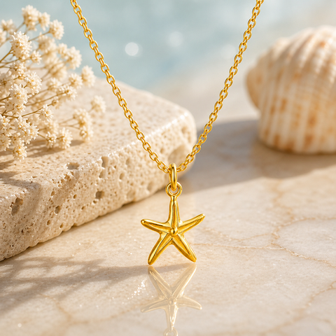 June Silver Star Necklace