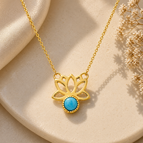 Lily Silver Magnesite Floral Necklace