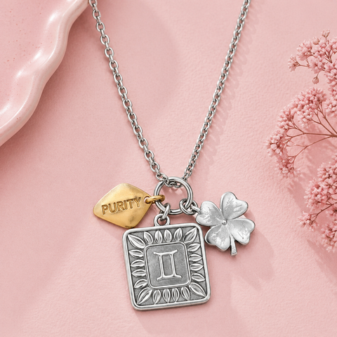 Kaia Two Tone Gemini Zodiac Pearl Necklace