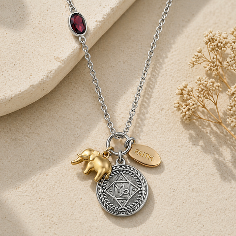 Flora Two Tone Capricorn Zodiac Necklace