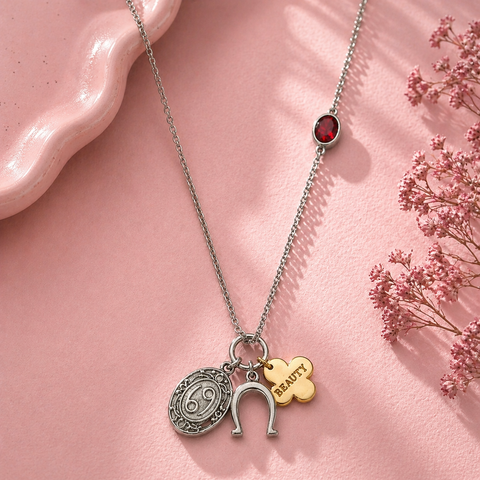 Luna Two Tone Cancer Zodiac Necklace
