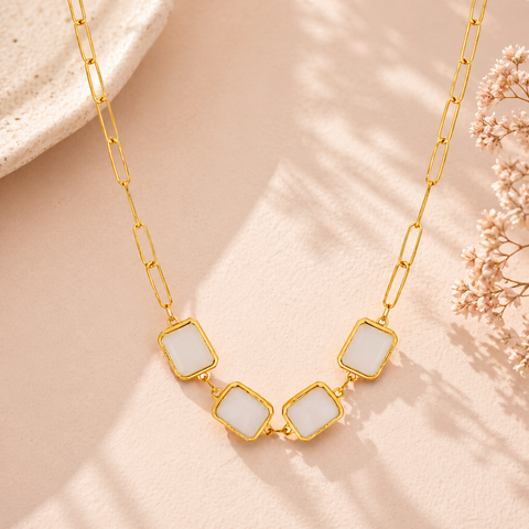 Bria Silver Moon Stone Necklace