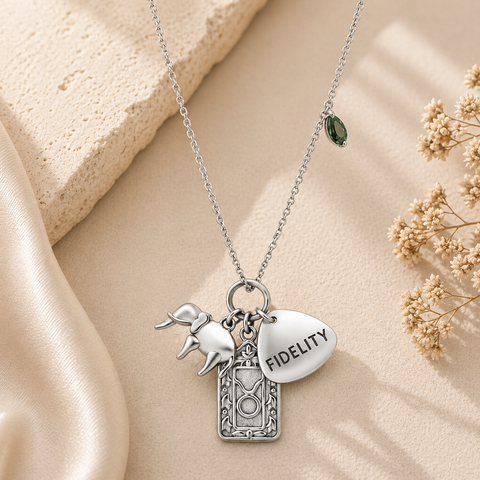 Ziva Silver Taurus Zodiac Necklace