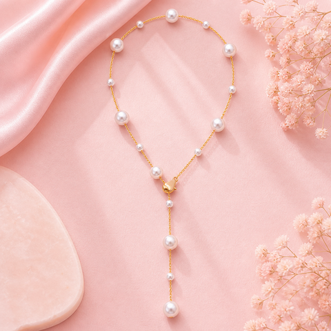 Zoe Silver Pearl Necklace