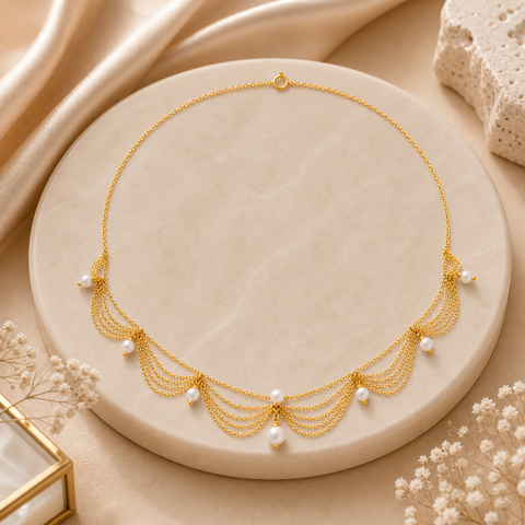 Lily Silver Synthetic Pearl Necklace
