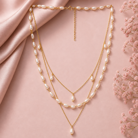 Myra Silver Pearl Necklace