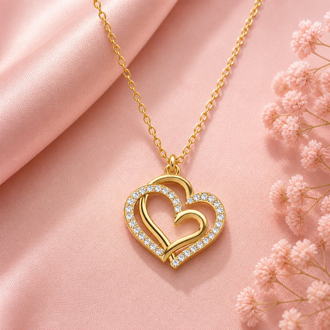 Aoni Silver Heart Zirconia Necklace