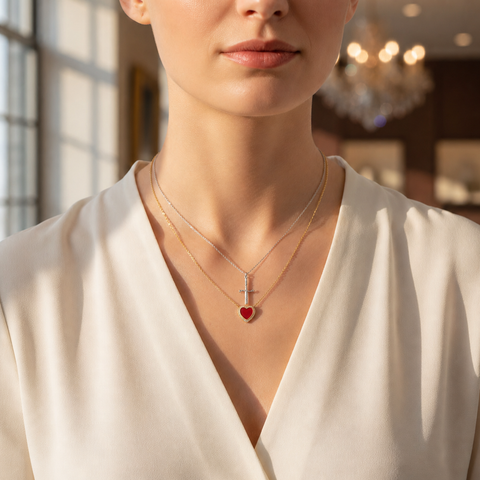 Zeya Silver Two Tone Necklace
