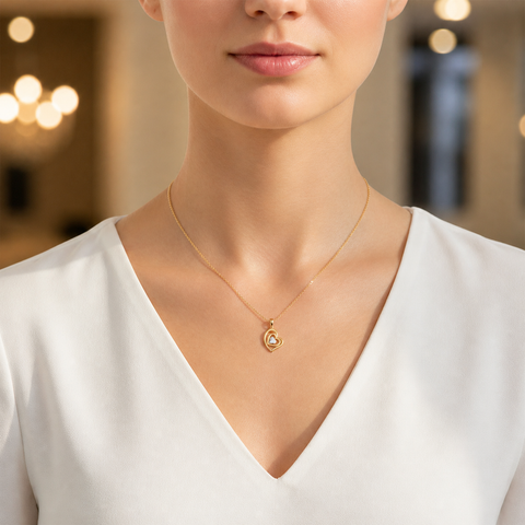 Jela Silver Two Tone Heart Necklace