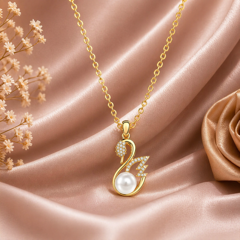 Zyra Silver  Pearl Necklace