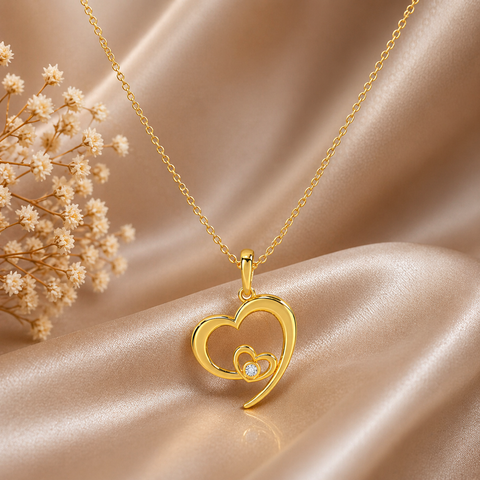 Bely Silver Heart Zirconia Necklace