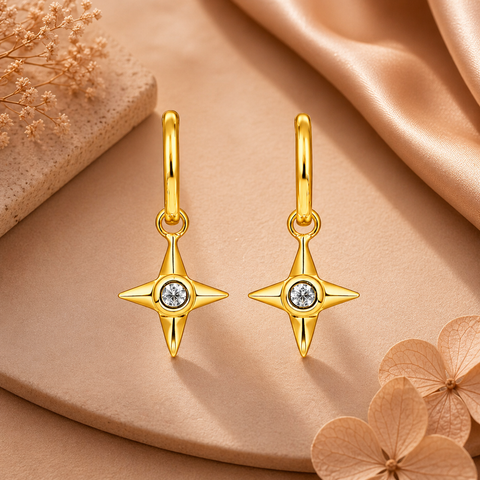 Aya Silver Star Earrings