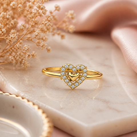 Miva Silver Heart Adjustable Ring