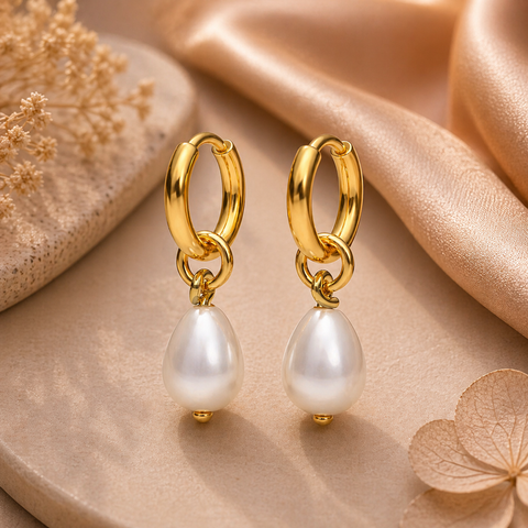 Kate Silver Round Pearl Earrings