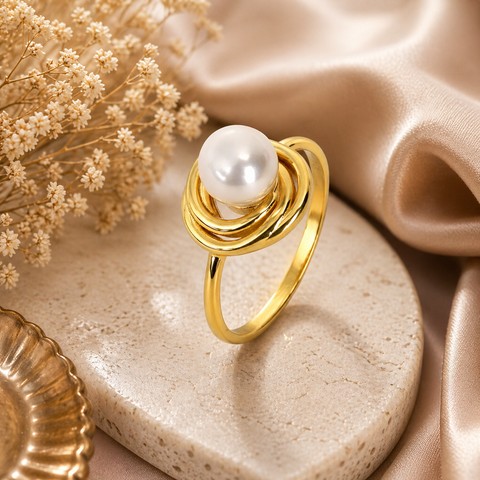 Lily Synthetic Pearl Adjustable Ring