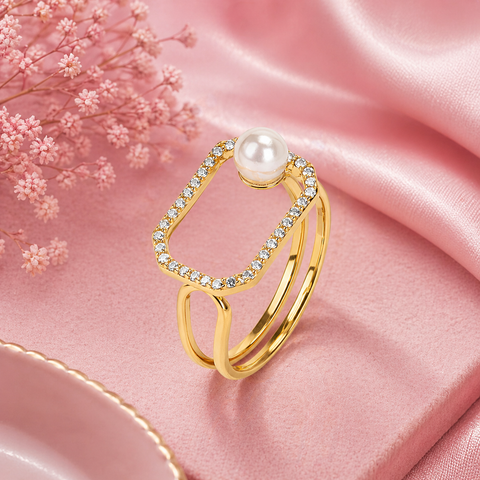 Tio Silver Adjustable Pearl Ring
