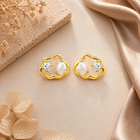 Lily Silver Zirconia Pearl  Earrings