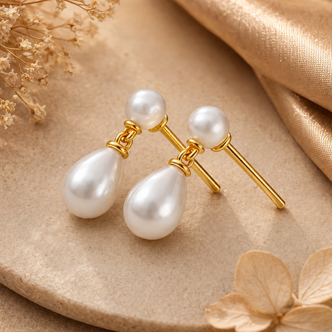 Ayla Silver Pearl Earrings