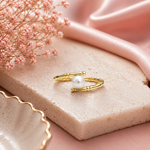 Lily Silver Pearl Adjustable Ring