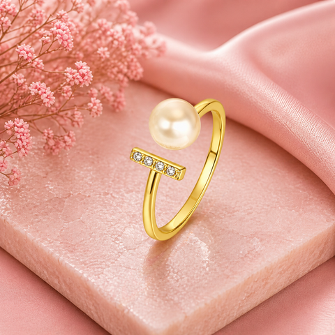 Poi Silver Pearl Adjustable Ring