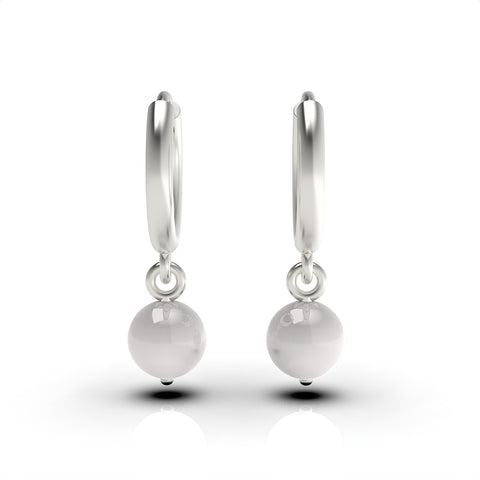 Anna Sterling Silver Round Synthetic Pearl Earrings