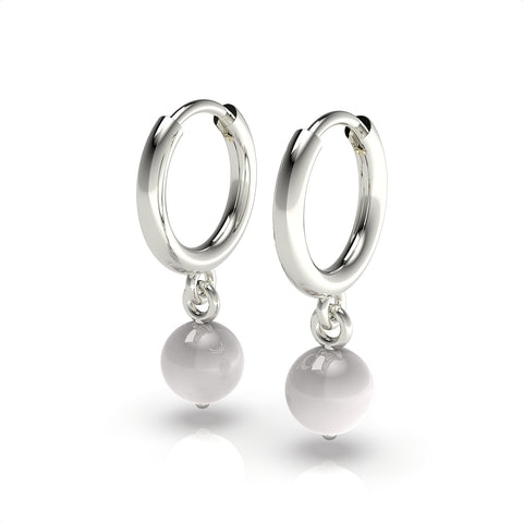 Anna Sterling Silver Round Synthetic Pearl Earrings